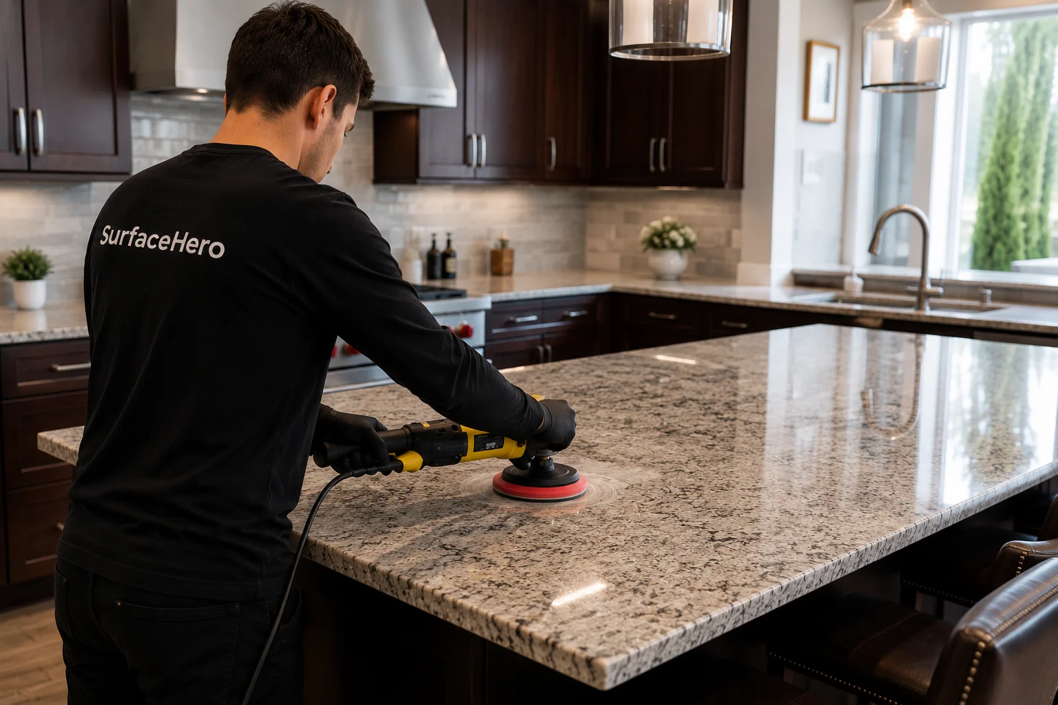 SurfaceHero specialist working on countertop in Montreal